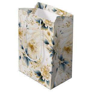 Sacola Para Presentes Média Uma Série Floral de Casamento Design 1