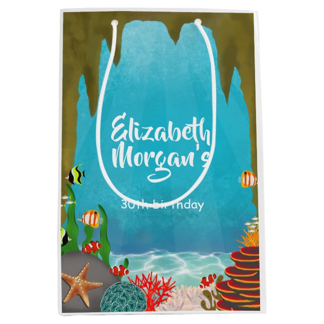 Sacola Para Presentes Média Under the Sea Cave Beautiful Creatures Birthday (Frente)