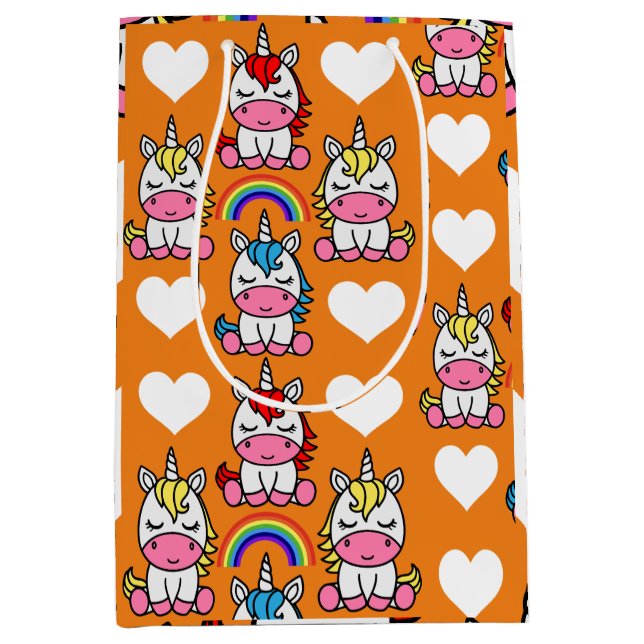 Sacola Para Presentes Média Unicorn Pony Birthday (Frente)