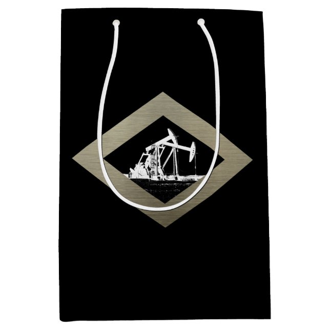 Sacola Para Presentes Média Unidades de bombeamento duplas do poço de petróleo (Frente)