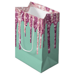 Sacola Para Presentes Média Unidades de brilho do Sorvete Blush Rosa Mint