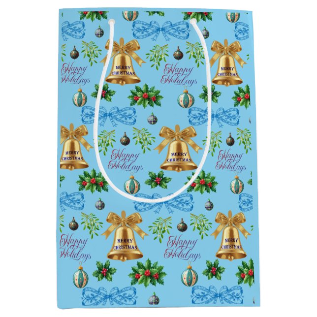 Sacola Para Presentes Média Unique Christmas Pattern Place on Medium Gift Bag (Frente)