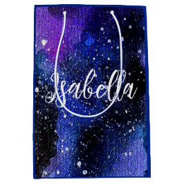 Sacola Para Presentes Média Universo Púrpura de Watercolor