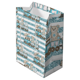 Sacola Para Presentes Média Ursinho chá de ursinho bonito azul