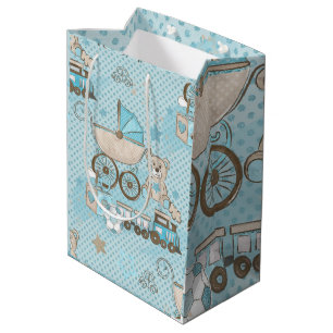 Sacola Para Presentes Média Ursinho chá de ursinho bonito azul