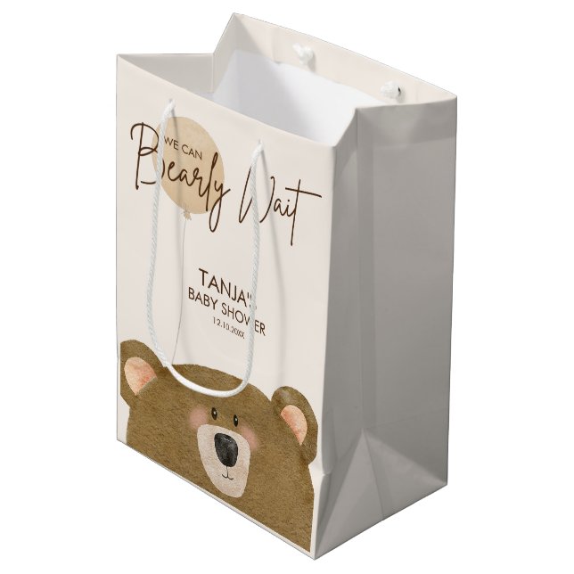 Sacola Para Presentes Média Urso Bonito Que Podemos Esperar Chá de fraldas De  (Frente inclinada)