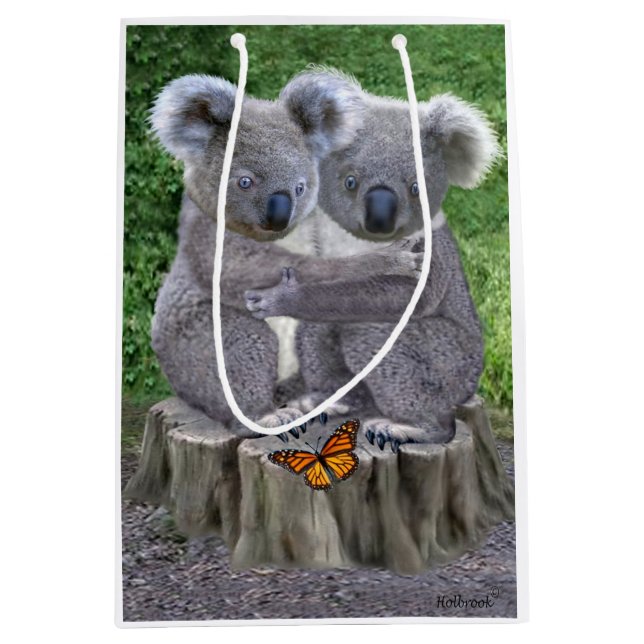 Sacola Para Presentes Média Urso de Koala Huggies do bebê (Frente)