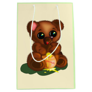 Sacola Para Presentes Média Urso de Mel Bonito