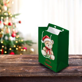 Sacola Para Presentes Média Urso de Natal Adorável