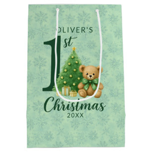 Sacola Para Presentes Média Urso de Natal de 1rua com Árvore Verde