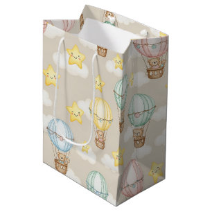 Sacola Para Presentes Média Urso de Pelúcia Fofo Balão de Ar Quente Padrão Neu