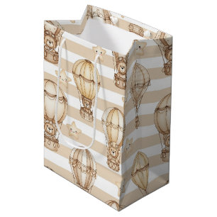 Sacola Para Presentes Média Urso de Pelúcia Fofo Balão de Ar Quente Padrão Neu