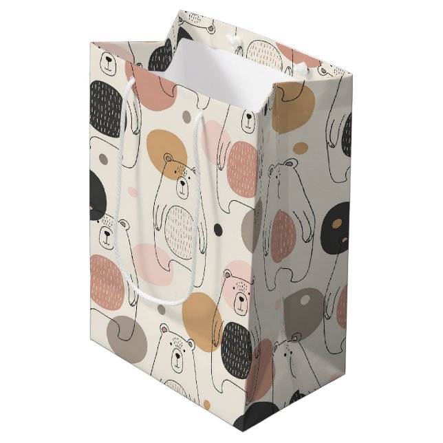 Sacola Para Presentes Média Urso Fofo - Floresta de Pastéis Macios (3) (Frente inclinada)