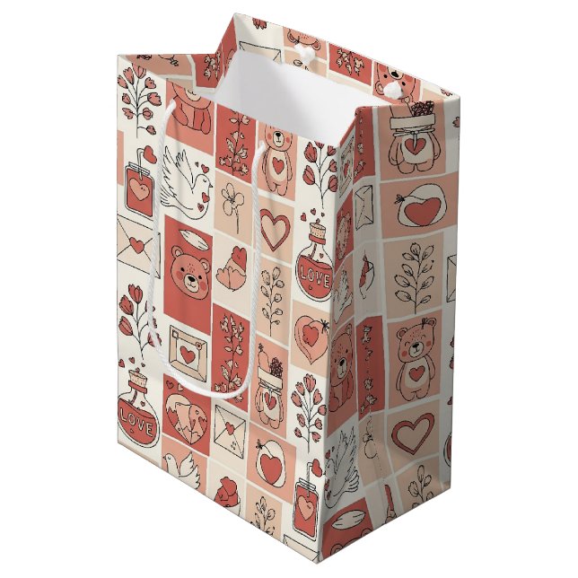 Sacola Para Presentes Média Urso Fofo - Floresta de Pastéis Suaves (6) (Frente inclinada)