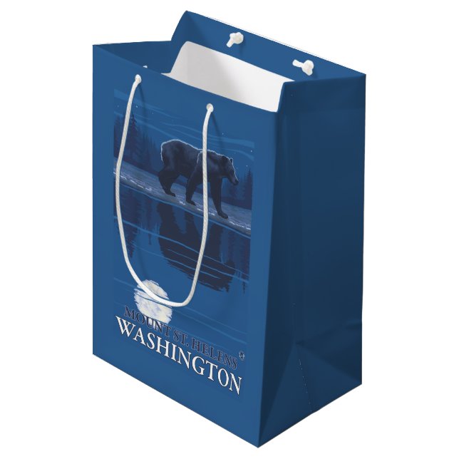 Sacola Para Presentes Média Urso no luar - Mount Saint Helens, (Frente inclinada)