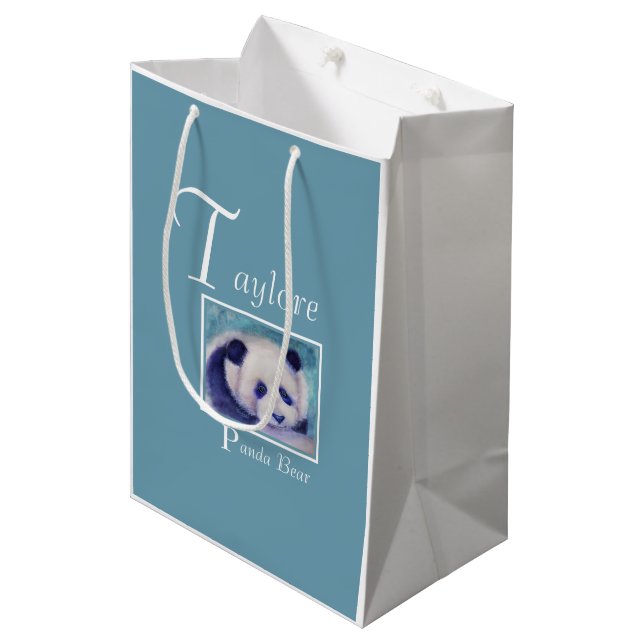 Sacola Para Presentes Média Urso Panda bonito (Frente inclinada)