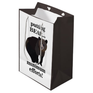 Sacola Para Presentes Média Urso Pardo Colocando Urso Esforços Mínimos Engraça