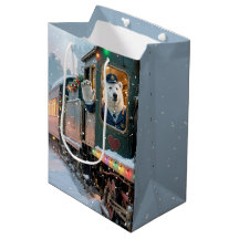 Urso Polar de Natal em uma Máquina a Vapor Vintage