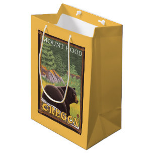 Sacola Para Presentes Média Urso preto na floresta - capa da montagem, Oregon
