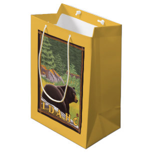 Sacola Para Presentes Média Urso preto na floresta - Idaho