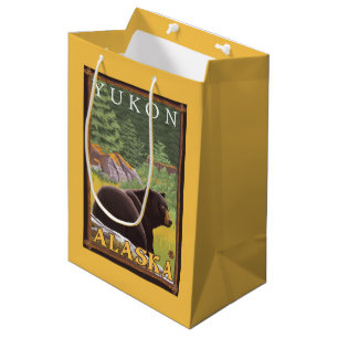 Sacola Para Presentes Média Urso preto na floresta - Yukon, Alaska