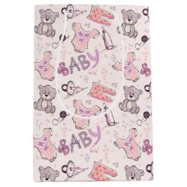 Sacola Para Presentes Média Ursos De Bebê