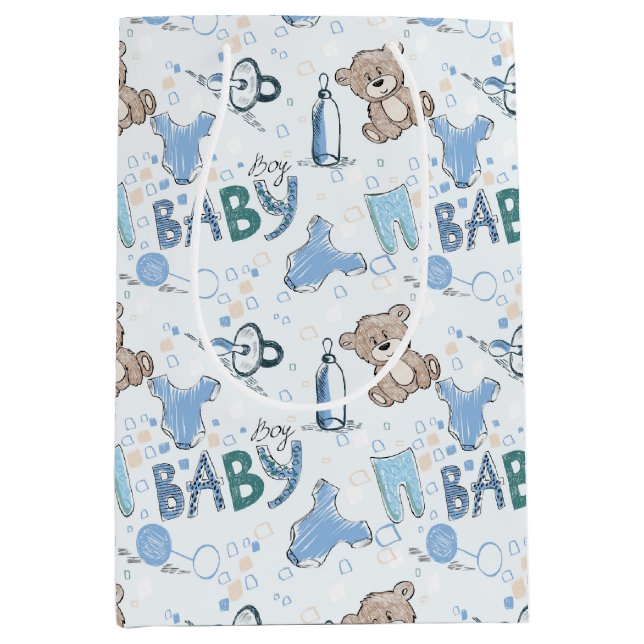 Sacola Para Presentes Média Ursos De Bebê (Frente)