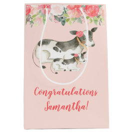 Sacola Para Presentes Média Vaca Leiteira Floral Qualquer Saco De Presente De