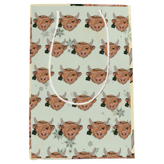 Sacola Para Presentes Média Vacas das montanhas natalinas