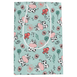 Sacola Para Presentes Média Vacas de Fazenda de País Bonito