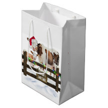 Vacas de Natal em Aquarela Com Chapéu de Papai Noe