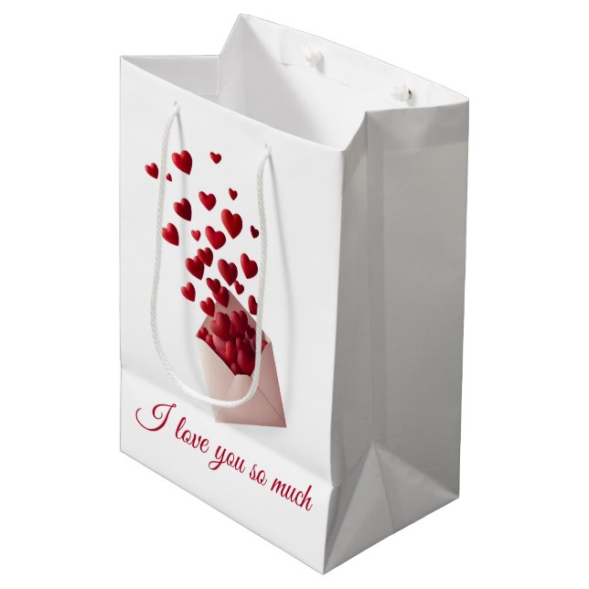 Sacola Para Presentes Média Valentine Love Card | Romantic for Him & Her (Frente inclinada)