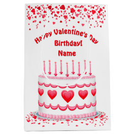Sacola Para Presentes Média Valentine's Day Birthday Cake Customizable Candles