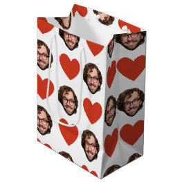 Sacola Para Presentes Média Valentines Day Funny Custom Face Photo Love Heart