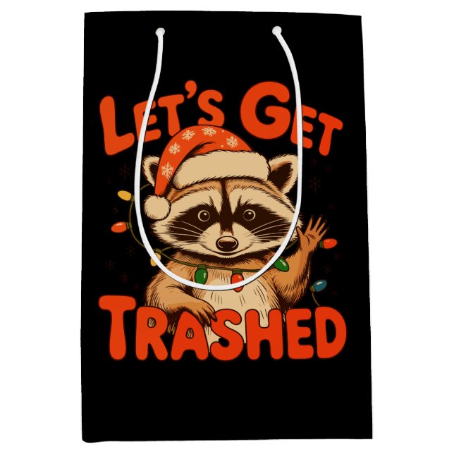 Sacola Para Presentes Média Vamos acabar com o Natal Raccoon Feral Xmas (Frente)