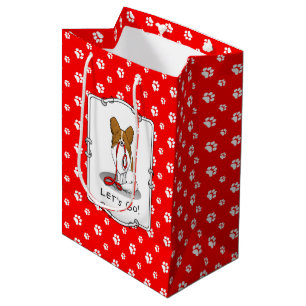 Sacola Para Presentes Média Vamos! Papillon (branco e vermelho)