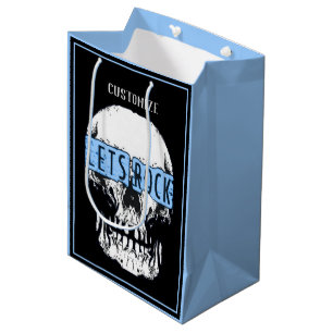 Sacola Para Presentes Média Vamos Rock Skull Blue