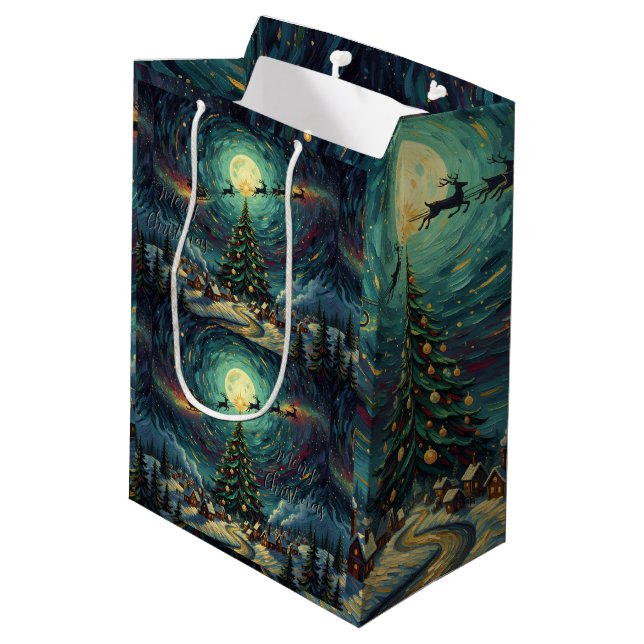 Sacola Para Presentes Média Van Gogh 'Starry Night' Christmas Gift Bag  (Verso inclinado)