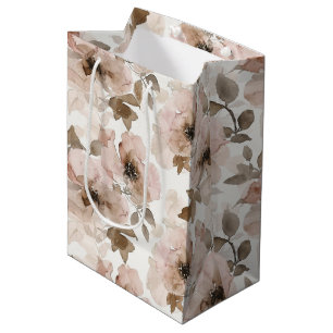 Sacola Para Presentes Média Vaqueira Marrom Rosa Floral do Sudoeste