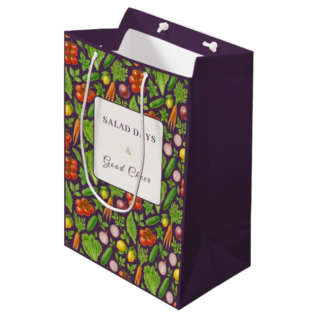 Sacola Para Presentes Média Vegetable Garden Gift Bag — Devine Plum (Frente inclinada)