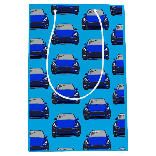 Sacola Para Presentes Média Veículo elétrico azul SUV (Frente)