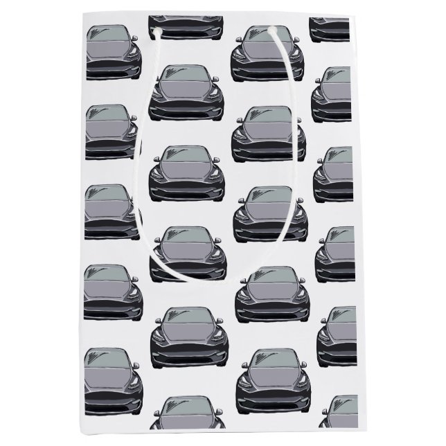 Sacola Para Presentes Média Veículo elétrico de Cinza leve (Frente)