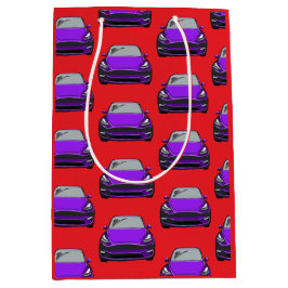 Sacola Para Presentes Média Veículo elétrico roxo SUV Car Fundo Vermelho