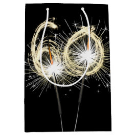 Sacola Para Presentes Média Velas de 60º Aniversário em Preto