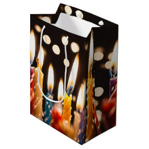 Sacola Para Presentes Média Velas de aniversário brilhantes