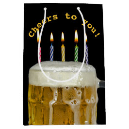 Sacola Para Presentes Média Velas De Aniversário Na Cerveja