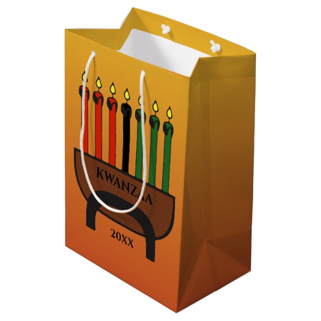 Sacola Para Presentes Média Velas de Kwanzaa (Verso inclinado)