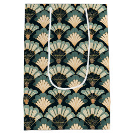 Sacola Para Presentes Média Ventilador Teal & Beige inspirado no Japão
