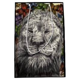 Sacola Para Presentes Média Vento abaixo da minha asa Lion Butterfly Arte