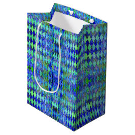 Sacola Para Presentes Média Verde & Azul